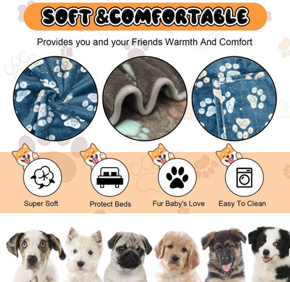 Blanket for Large Dogs & Cats Soft Reversible Cute Paw 40"x31"