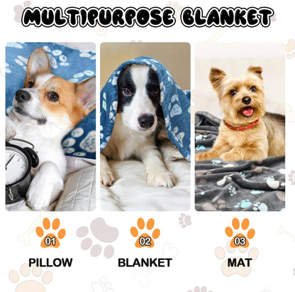 Blanket for Large Dogs & Cats Soft Reversible Cute Paw 40"x31"