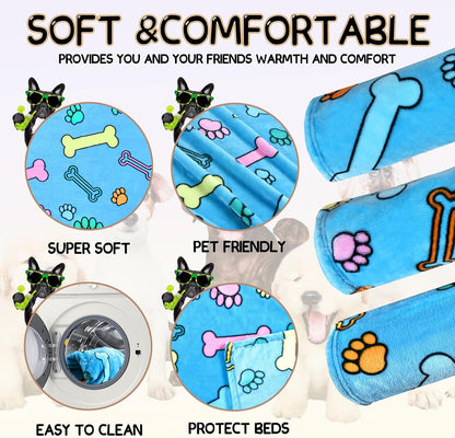 Blanket for Large Dogs & Cats Soft Reversible Cute Paw 40"x31"