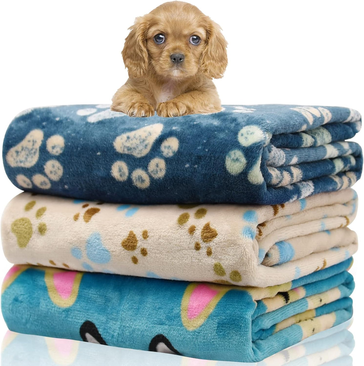 Blanket for Large Dogs & Cats Soft Reversible Cute Paw 40"x31"