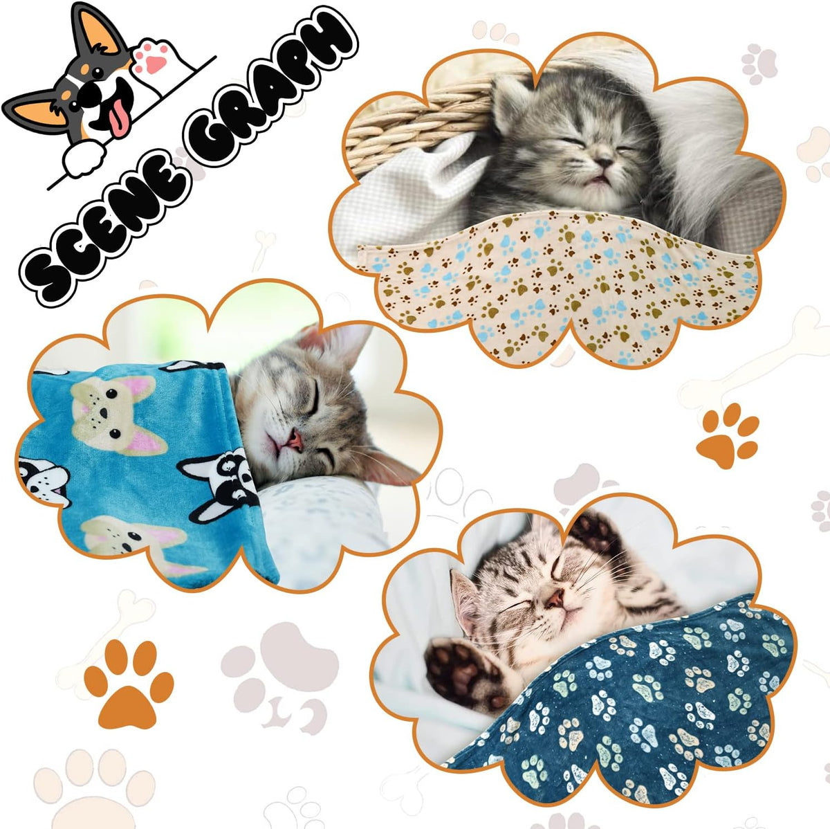 Blanket for Large Dogs & Cats Soft Reversible Cute Paw 40"x31"