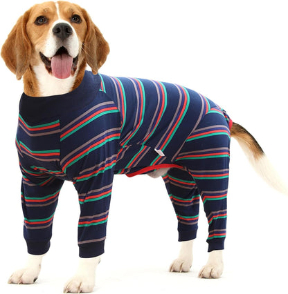 Dog Recovery Suit Abdominal Wound After Surgery Wear Prevent Licking Wounds E-Collar & Cone Alternatives Postoperative Shirt Dog Pajamas Long Sleeve Prevent Shedding (Large, Grey)