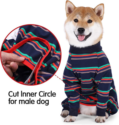 Dog Recovery Suit Abdominal Wound After Surgery Wear Prevent Licking Wounds E-Collar & Cone Alternatives Postoperative Shirt Dog Pajamas Long Sleeve Prevent Shedding (Large, Grey)