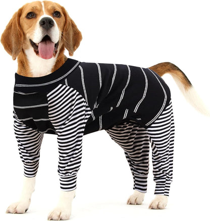 Dog Recovery Suit Abdominal Wound After Surgery Wear Prevent Licking Wounds E-Collar & Cone Alternatives Postoperative Shirt Dog Pajamas Long Sleeve Prevent Shedding (Large, Grey)