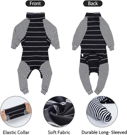 Dog Recovery Suit Abdominal Wound After Surgery Wear Prevent Licking Wounds E-Collar & Cone Alternatives Postoperative Shirt Dog Pajamas Long Sleeve Prevent Shedding (Large, Grey)