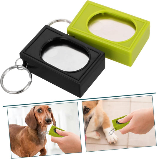 2pcs Portable Square Box Training Clicker Puppy Clicker Trainer for Dogs Cats Birds Lizards Fish Aid for Indoor Use (Black+Green)