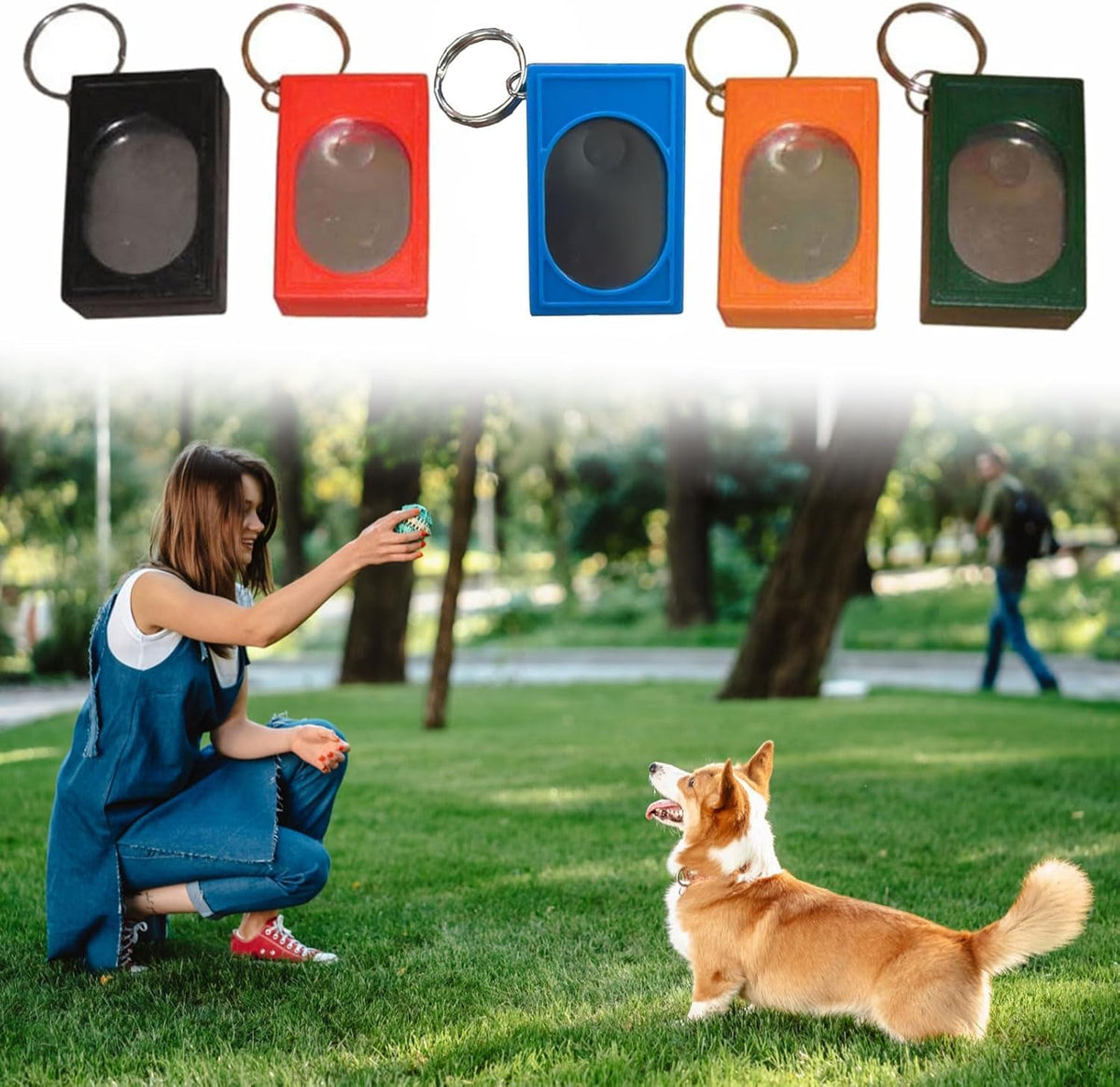 2pcs Portable Square Box Training Clicker Puppy Clicker Trainer for Dogs Cats Birds Lizards Fish Aid for Indoor Use (Black+Green)