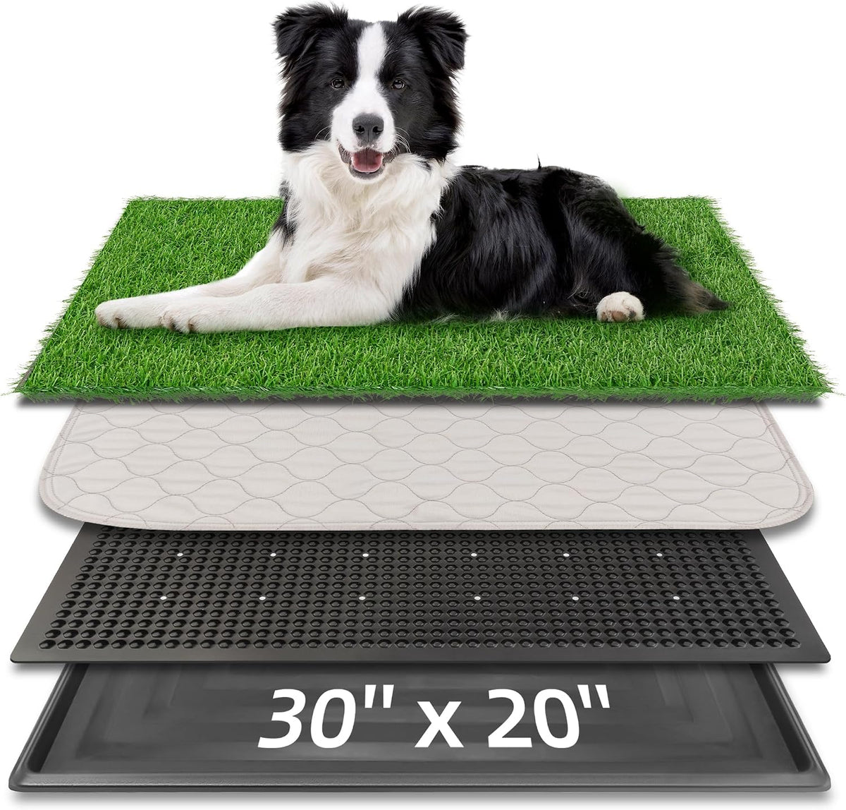 Dog Grass Pad with Tray, 25" x 20" Dog Grass Potty Tray, Indoor Dog Potty