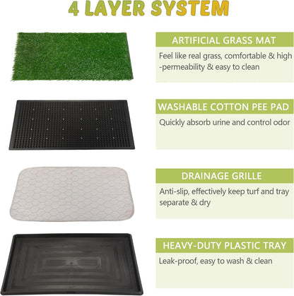 Dog Grass Pad with Tray, 25" x 20" Dog Grass Potty Tray, Indoor Dog Potty