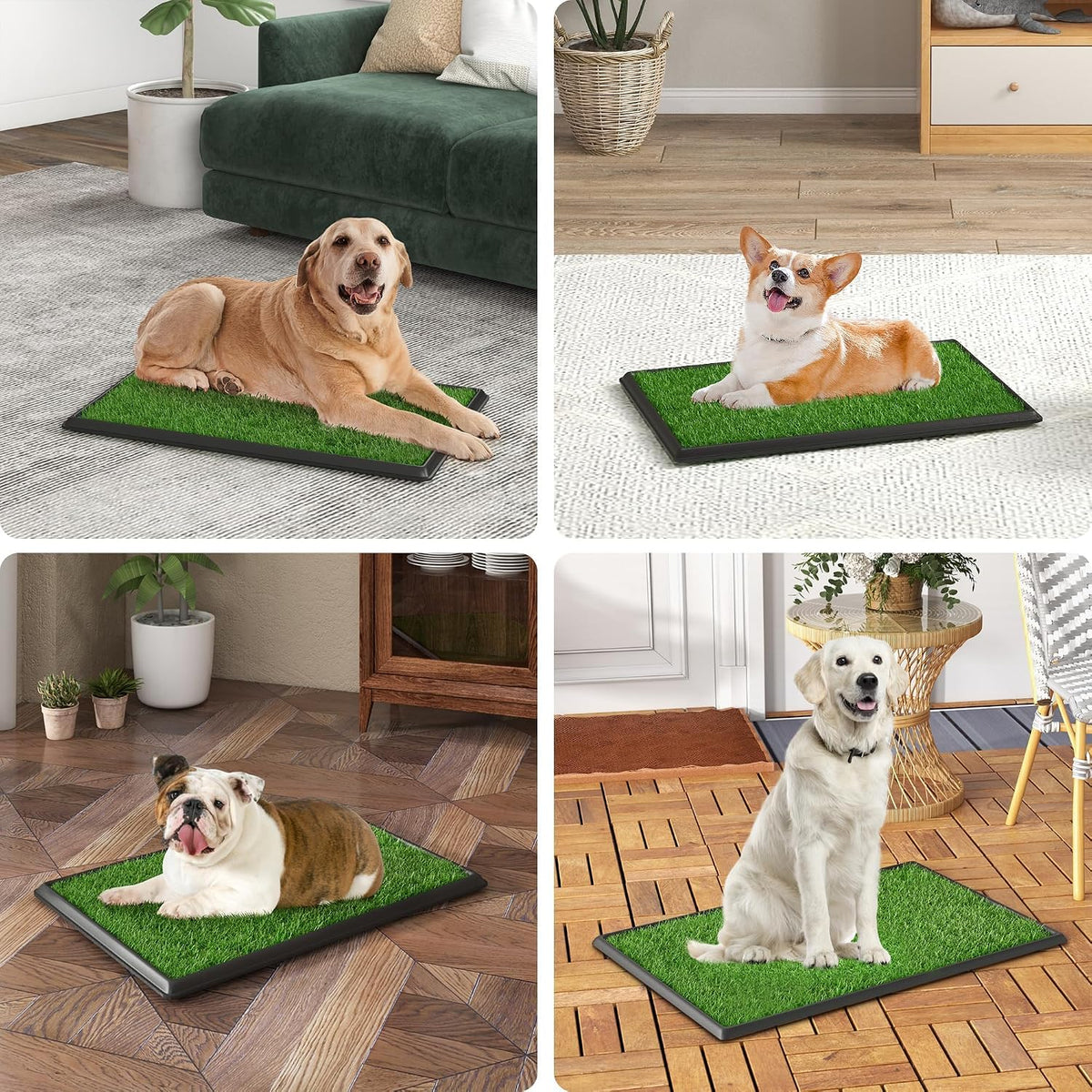 Dog Grass Pad with Tray, 25" x 20" Dog Grass Potty Tray, Indoor Dog Potty