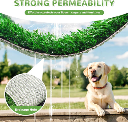 Dog Grass Pad with Tray, 25" x 20" Dog Grass Potty Tray, Indoor Dog Potty