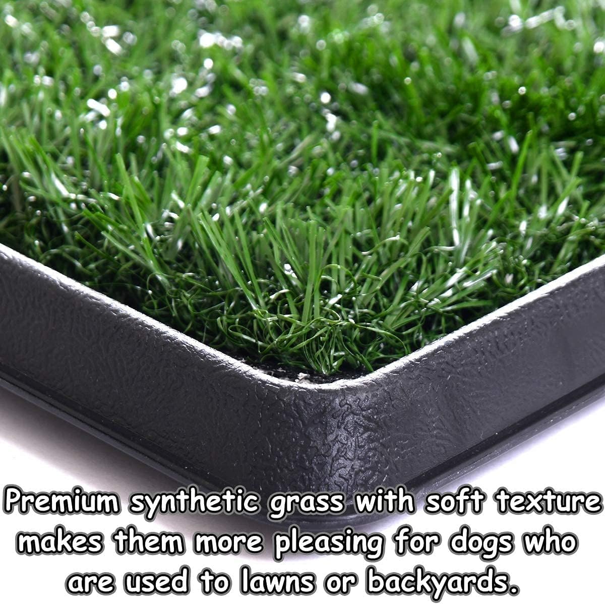 Dog Grass Pad with Tray, 25" x 20" Dog Grass Potty Tray, Indoor Dog Potty