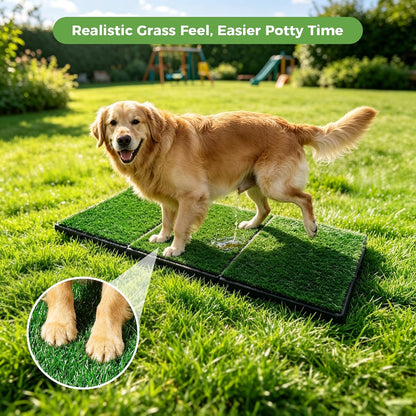 Dog Grass Pad with Tray, 25" x 20" Dog Grass Potty Tray, Indoor Dog Potty