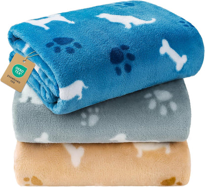 3 Pack Cute Dog Blankets Soft Fleece for Small Puppy Cat,23"x16"