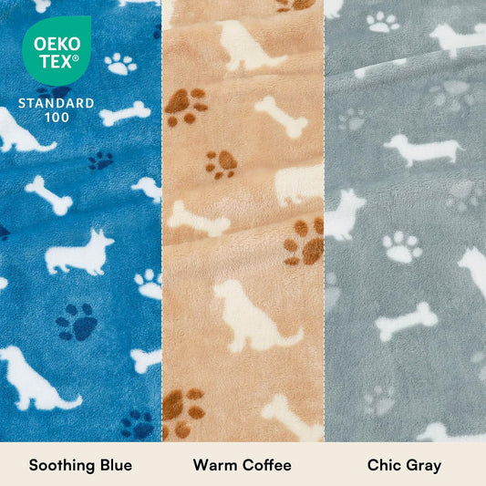 3 Pack Cute Dog Blankets Soft Fleece for Small Puppy Cat,23"x16"