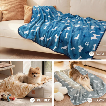 3 Pack Cute Dog Blankets Soft Fleece for Small Puppy Cat,23"x16"