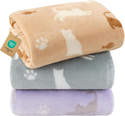 3 Pack Cute Dog Blankets Soft Fleece for Small Puppy Cat,23"x16"