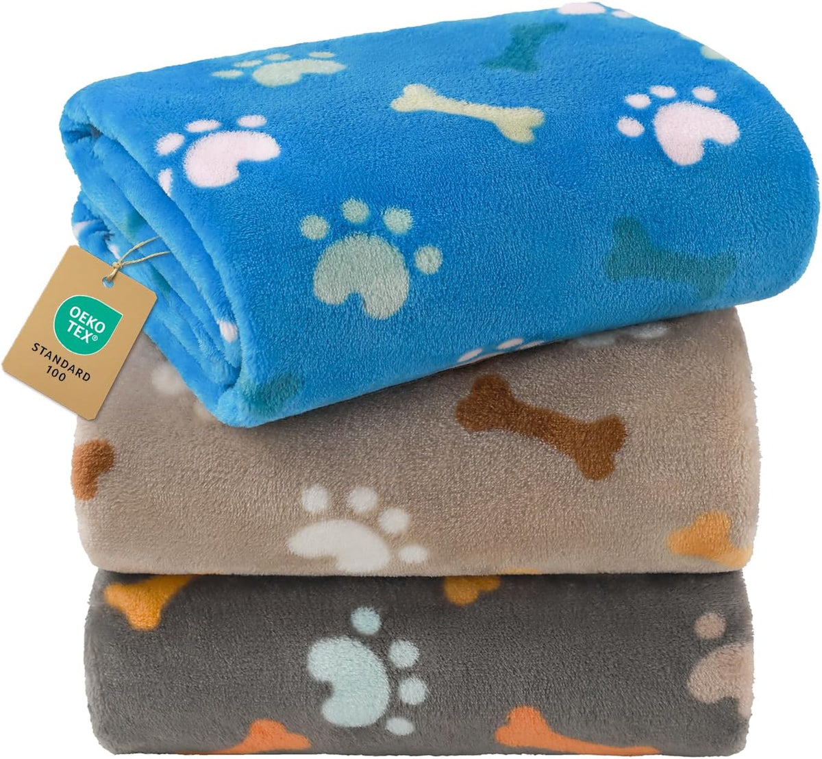 3 Pack Cute Dog Blankets Soft Fleece for Small Puppy Cat,23"x16"
