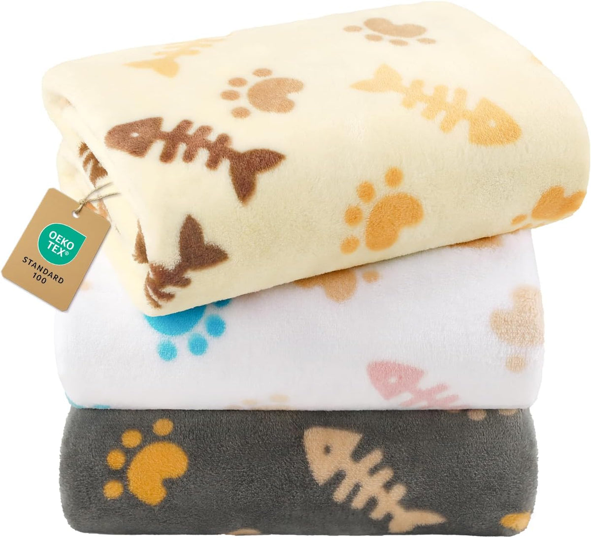 3 Pack Cute Dog Blankets Soft Fleece for Small Puppy Cat,23"x16"