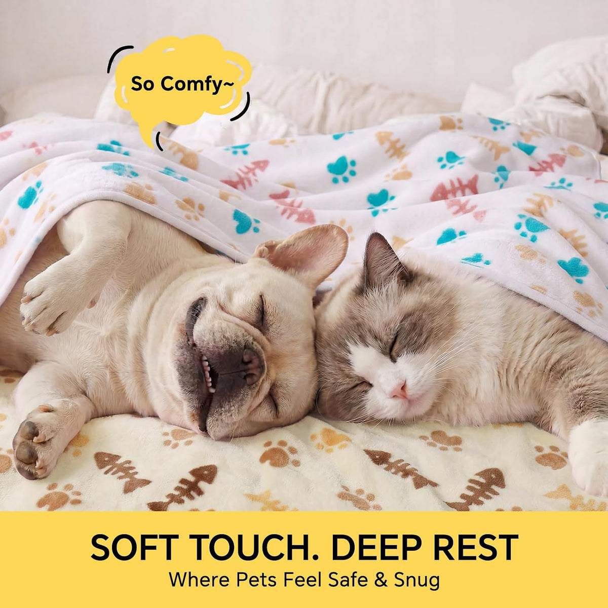 3 Pack Cute Dog Blankets Soft Fleece for Small Puppy Cat,23"x16"