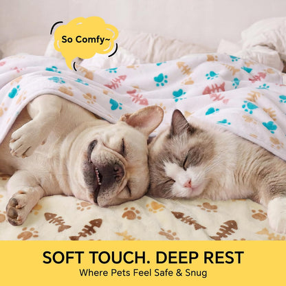 3 Pack Cute Dog Blankets Soft Fleece for Small Puppy Cat,23"x16"