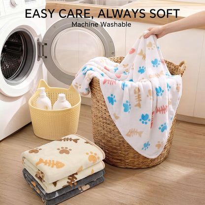 3 Pack Cute Dog Blankets Soft Fleece for Small Puppy Cat,23"x16"