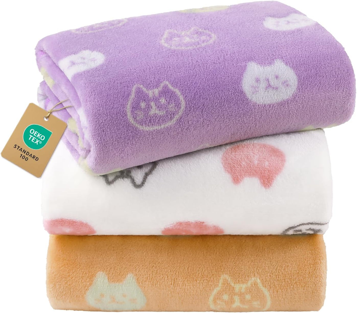 3 Pack Cute Dog Blankets Soft Fleece for Small Puppy Cat,23"x16"