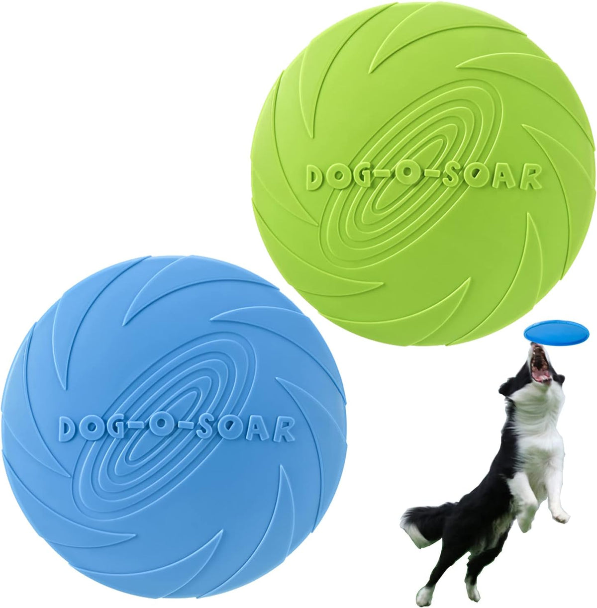 Dog Flying Disc (2 Pack) - Durable Rubber Flying Disc Dog Toy - 9.25" Indestructible Rubber Dog Fetch Toy - Puncture Resistant & Bite Resistant Extremely - for Medium Large Dogs