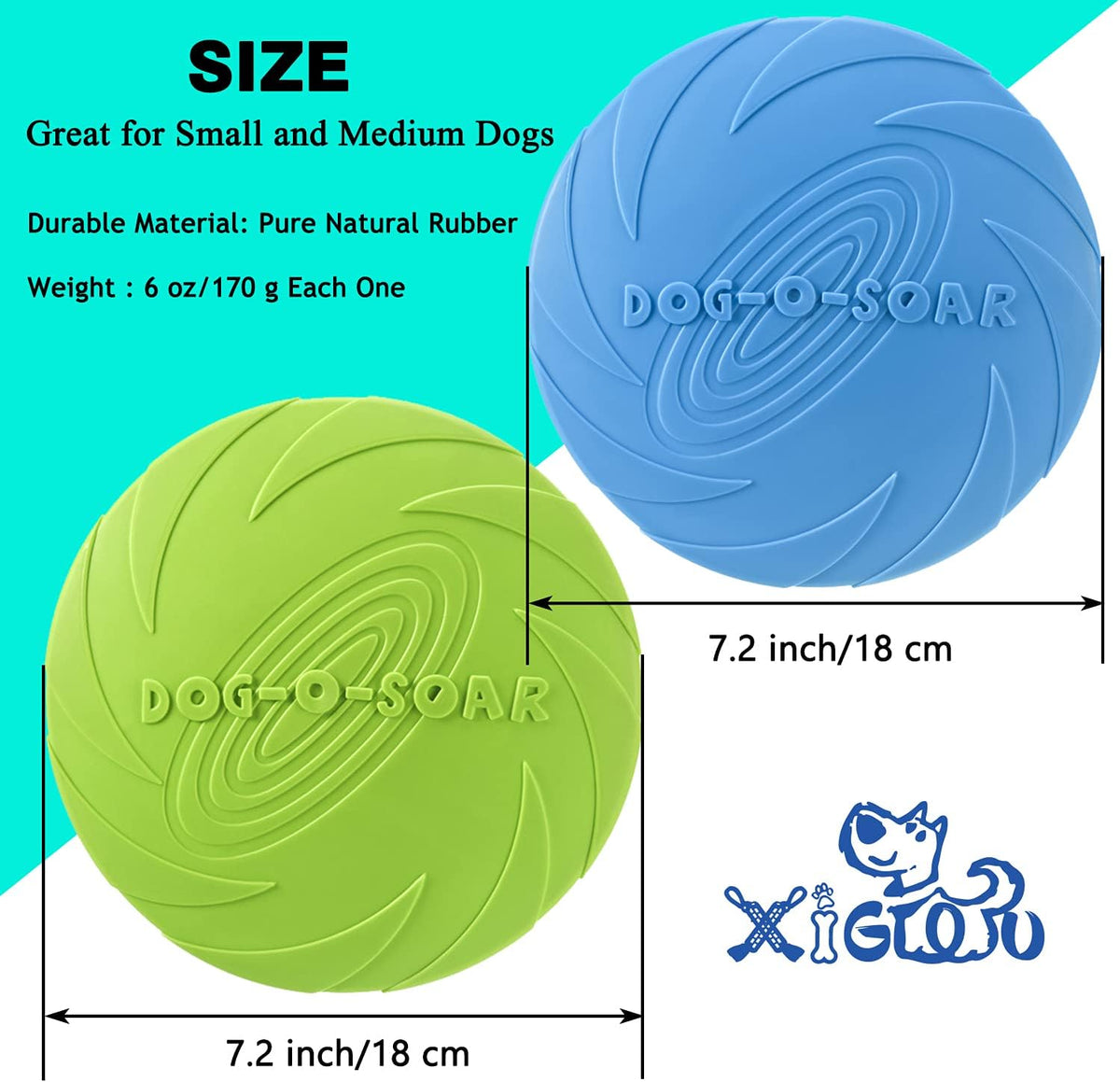 Dog Flying Disc (2 Pack) - Durable Rubber Flying Disc Dog Toy - 9.25" Indestructible Rubber Dog Fetch Toy - Puncture Resistant & Bite Resistant Extremely - for Medium Large Dogs
