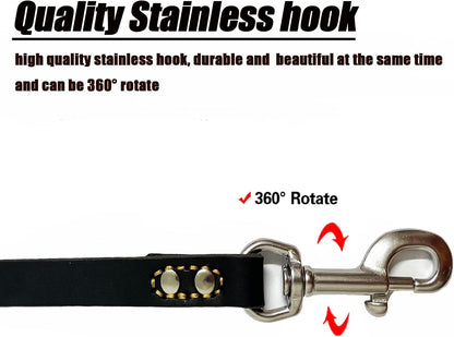 Leather Dog Leash 4ft, Heavy Duty Training Leash for Large Medium Dogs