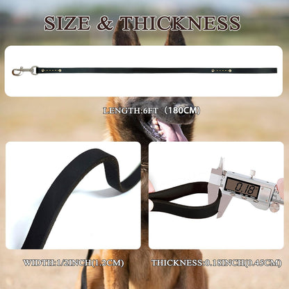 Leather Dog Leash 4ft, Heavy Duty Training Leash for Large Medium Dogs
