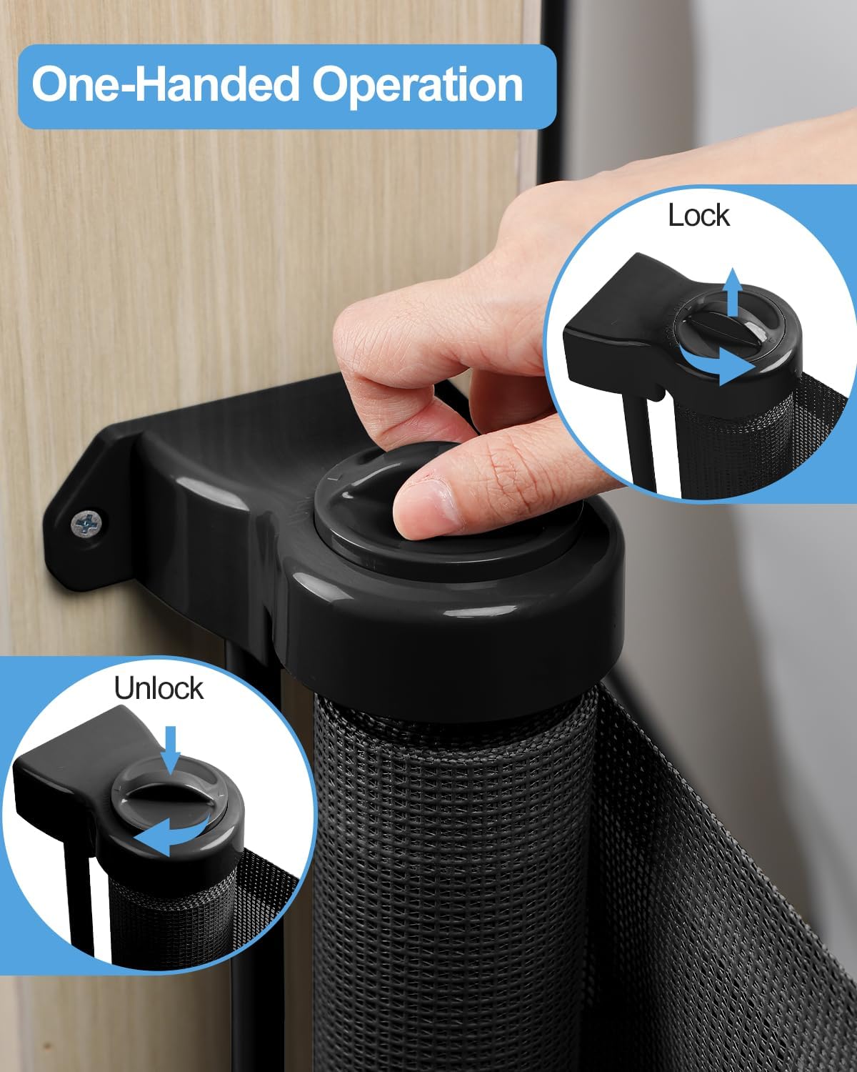33" H Retractable Baby&Dog Gate, Fits up to 55" W, Hardware Mounted