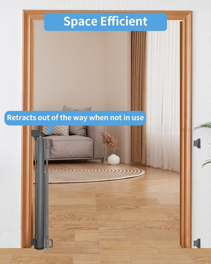 33" H Retractable Baby&Dog Gate, Fits up to 55" W, Hardware Mounted