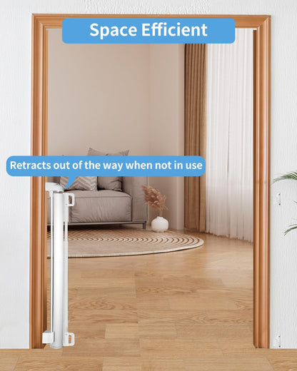 33" H Retractable Baby&Dog Gate, Fits up to 55" W, Hardware Mounted