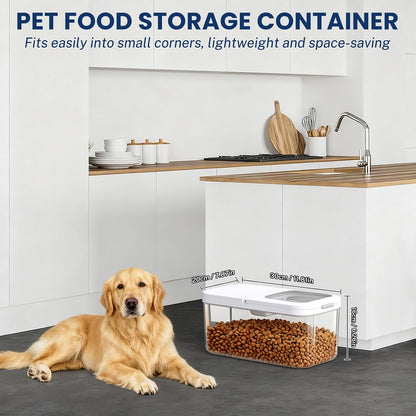 12 lbs Airtight Dog Cat Food Storage Container and Dog Treat Containers BPA-Free, PET Clear Stackable Pet Storage Bin, 1-Cup Scoop, 1-Sponge cleaning brush, Pop Top, With handle, Easy Mobility-large