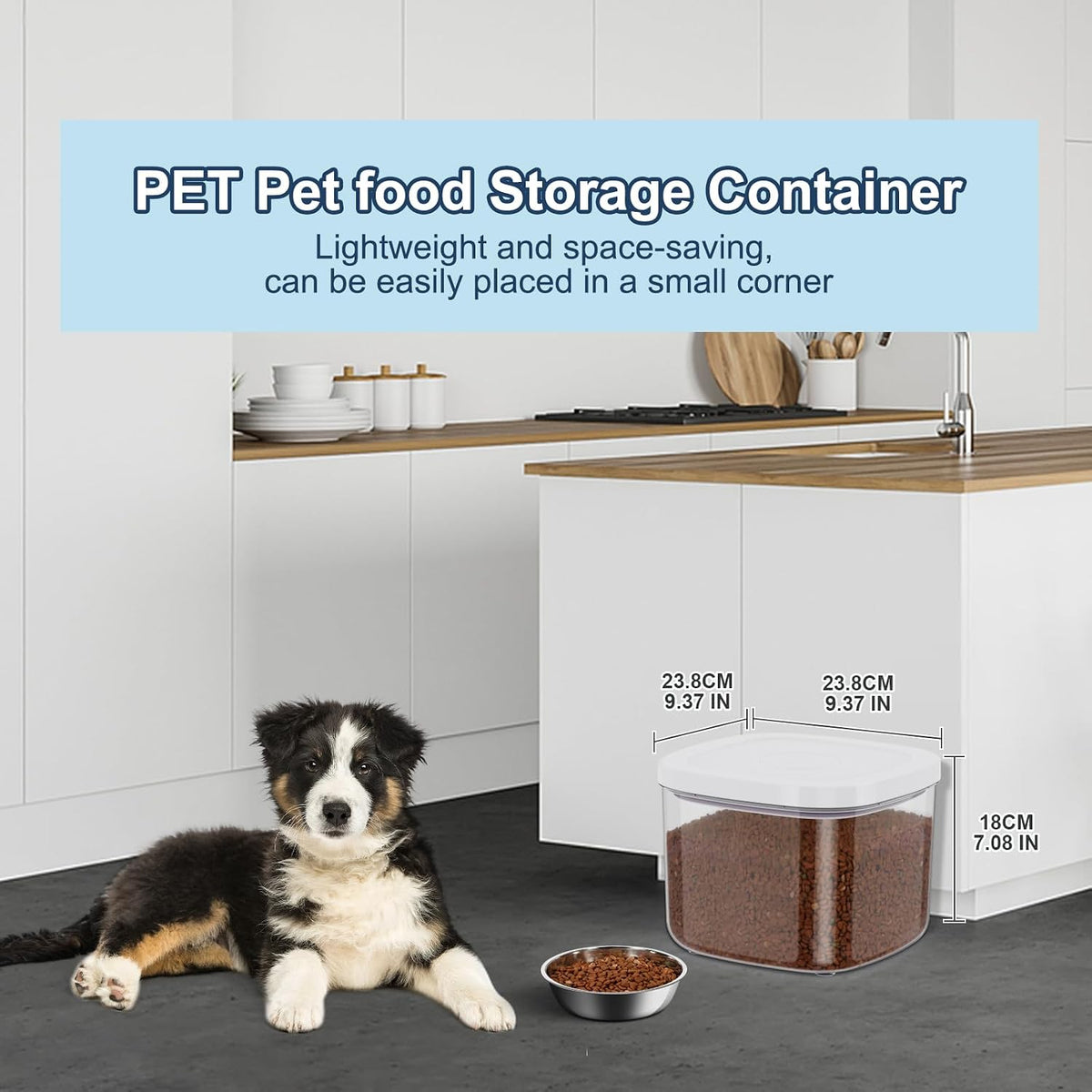 12 lbs Airtight Dog Cat Food Storage Container and Dog Treat Containers BPA-Free, PET Clear Stackable Pet Storage Bin, 1-Cup Scoop, 1-Sponge cleaning brush, Pop Top, With handle, Easy Mobility-large