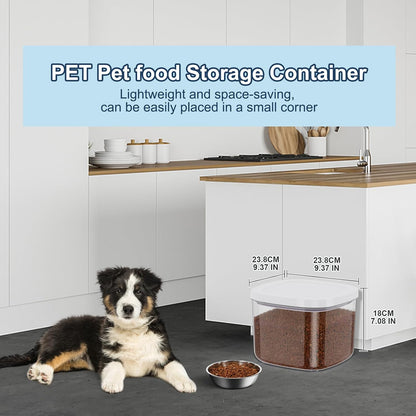 12 lbs Airtight Dog Cat Food Storage Container and Dog Treat Containers BPA-Free, PET Clear Stackable Pet Storage Bin, 1-Cup Scoop, 1-Sponge cleaning brush, Pop Top, With handle, Easy Mobility-large