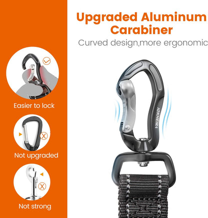 Dog Seatbelt, Updated Adjustable Harness Reflective Bungee Dog Car Seat Belt with Aviation Aluminum Alloy Rotatable Carabiner, Hook & Buckle