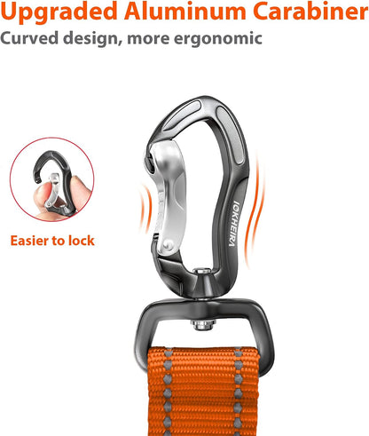Dog Seatbelt, Updated Adjustable Harness Reflective Bungee Dog Car Seat Belt with Aviation Aluminum Alloy Rotatable Carabiner, Hook & Buckle