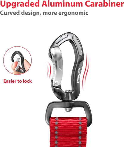 Dog Seatbelt, Updated Adjustable Harness Reflective Bungee Dog Car Seat Belt with Aviation Aluminum Alloy Rotatable Carabiner, Hook & Buckle