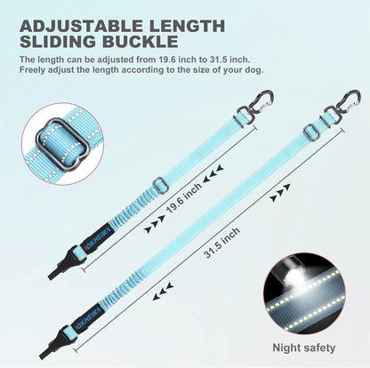 Dog Seatbelt, Updated Adjustable Harness Reflective Bungee Dog Car Seat Belt with Aviation Aluminum Alloy Rotatable Carabiner, Hook & Buckle