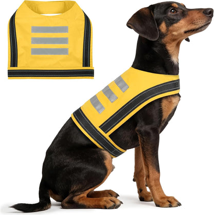 Dog Reflective Vest, High Visibility Safety Vest for Small Medium Large Dogs, Easy-On Adjustable Reflective Jacket for Outdoor Hunting Night Walking Jogging, Bright Yellow