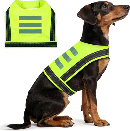 Dog Reflective Vest, High Visibility Safety Vest for Small Medium Large Dogs, Easy-On Adjustable Reflective Jacket for Outdoor Hunting Night Walking Jogging, Bright Yellow