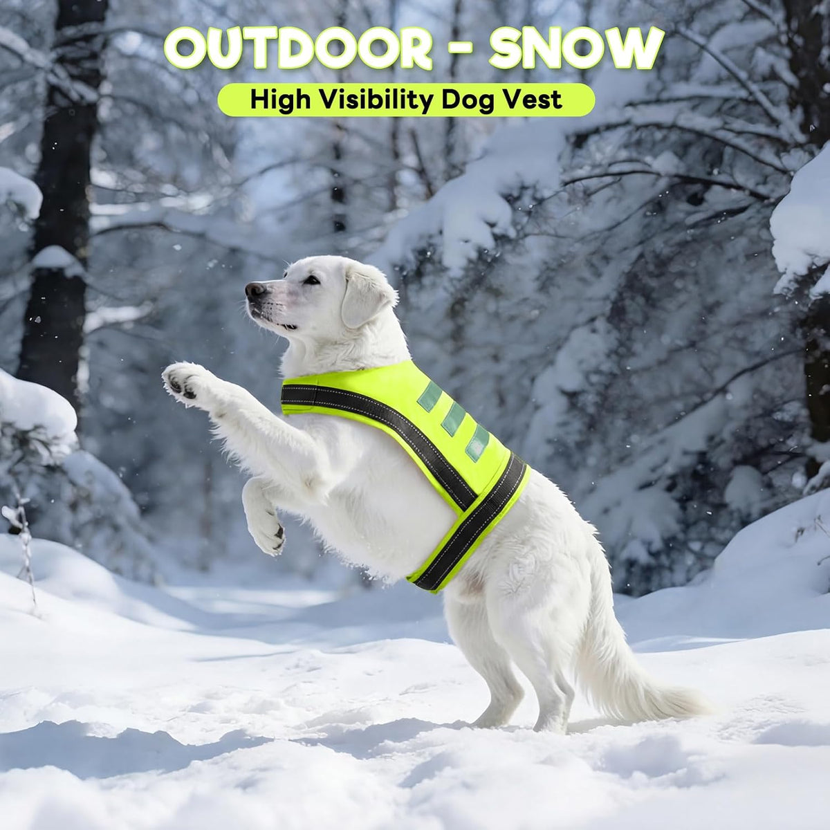Dog Reflective Vest, High Visibility Safety Vest for Small Medium Large Dogs, Easy-On Adjustable Reflective Jacket for Outdoor Hunting Night Walking Jogging, Bright Yellow