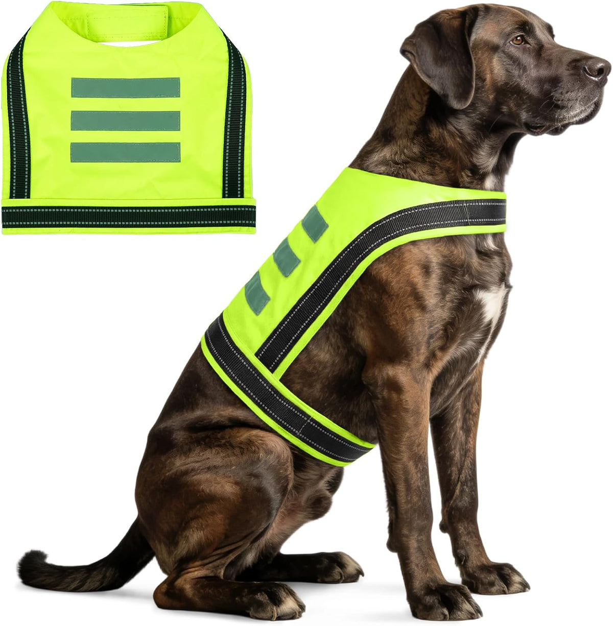 Dog Reflective Vest, High Visibility Safety Vest for Small Medium Large Dogs, Easy-On Adjustable Reflective Jacket for Outdoor Hunting Night Walking Jogging, Bright Yellow