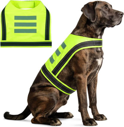 Dog Reflective Vest, High Visibility Safety Vest for Small Medium Large Dogs, Easy-On Adjustable Reflective Jacket for Outdoor Hunting Night Walking Jogging, Bright Yellow
