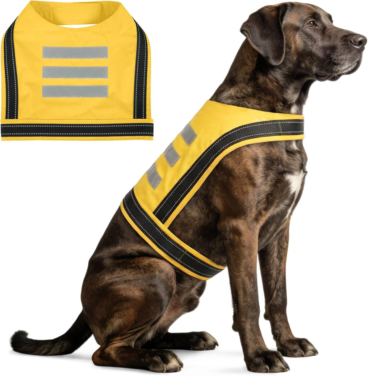 Dog Reflective Vest, High Visibility Safety Vest for Small Medium Large Dogs, Easy-On Adjustable Reflective Jacket for Outdoor Hunting Night Walking Jogging, Bright Yellow