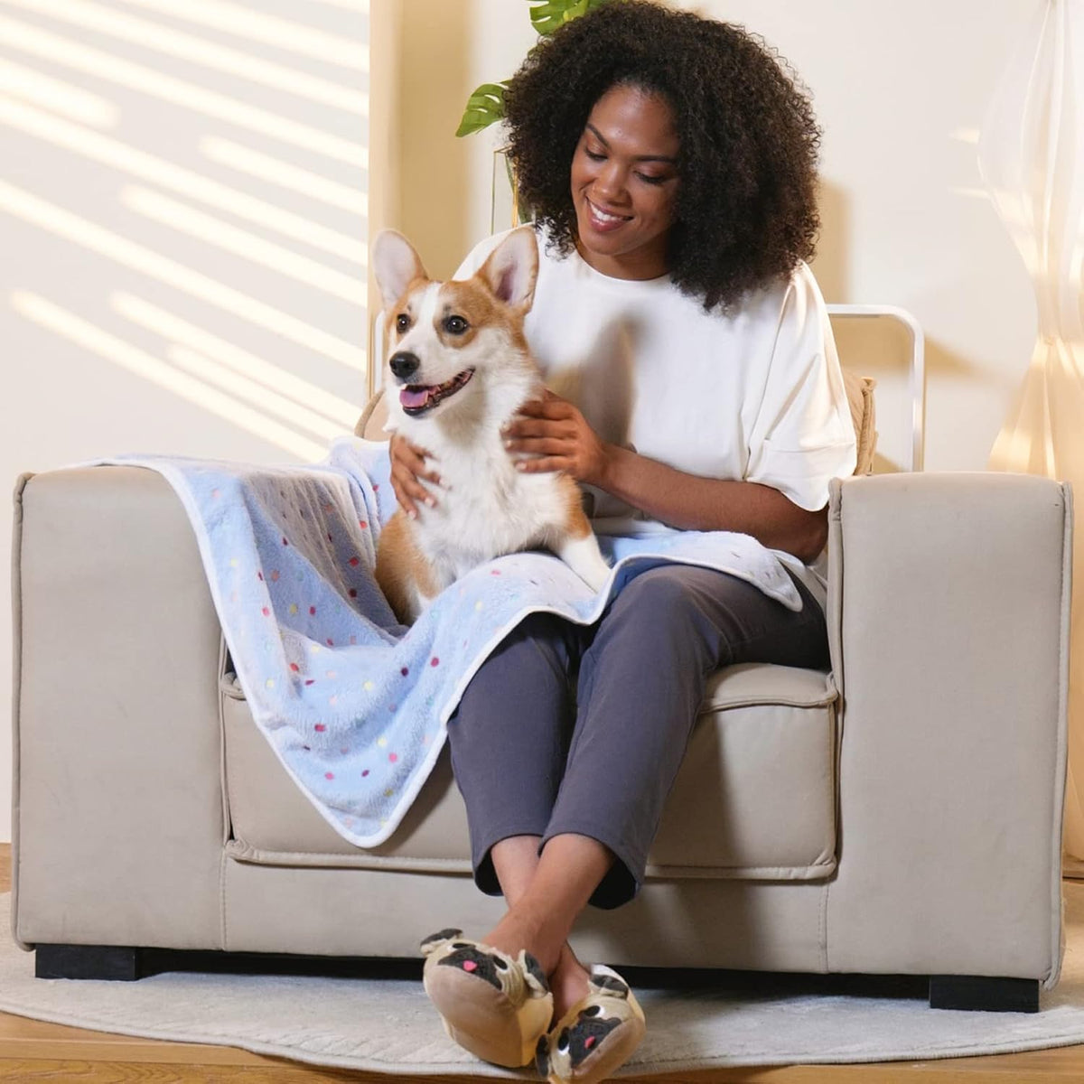 1 Pack 3 Blankets Super Soft Cute Dot Pattern Pet Blanket Flannel Throw for Dog Puppy Cat Beige/Brown/Pink Small