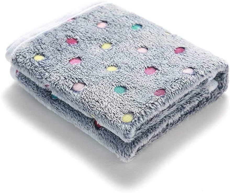 1 Pack 3 Blankets Super Soft Cute Dot Pattern Pet Blanket Flannel Throw for Dog Puppy Cat Beige/Brown/Pink Small