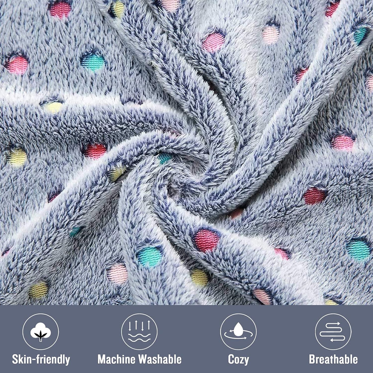 1 Pack 3 Blankets Super Soft Cute Dot Pattern Pet Blanket Flannel Throw for Dog Puppy Cat Beige/Brown/Pink Small